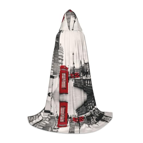 Rote Telefonzelle London Street Kapuzenumhang für Teenager, Unisex, Umhang mit Kapuze, Halloween-Kostüm, Satin, Hexen, Vampirumhang, Verkleidung für Kinder Rote Telefonzelle London Street Kapuzenumhang für Teenager, Unisex, Umhang mit Kapuze, Halloween-Kostüm, Satin, Hexen, Vampirumhang, Verkleidung für Kinder von Tuehbsvo