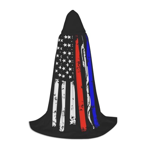 Roter gestreifter Feuerwehrmann-Umhang mit USA-Flagge, Kapuzenumhang für Teenager, Unisex, Umhang mit Kapuze, Halloween-Kostüm, Satin, Hexen, Vampirumhang, Verkleidung für Kinder Roter gestreifter Feuerwehrmann-Umhang mit USA-Flagge, Kapuzenumhang für Teenager, Unisex, Umhang mit Kapuze, Halloween-Kostüm, Satin, Hexen, Vampirumhang, Verkleidung für Kinder von Tuehbsvo