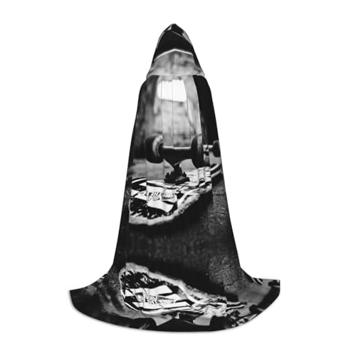 Skate Boards Kapuzenumhang für Teenager, Unisex, Umhang mit Kapuze, Halloween-Kostüm, Satin, Hexen, Vampirumhang, Verkleidung für Kinder von Tuehbsvo