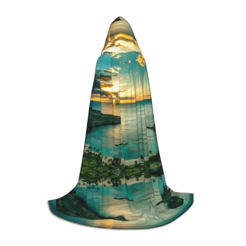 Sonnenaufgang über Hawaii Kapuzenumhang für Teenager, Unisex Umhang Robe Kapuze Halloween Kostüm Satin Hexen Vampir Umhang Verkleidung Kinder Sonnenaufgang über Hawaii Kapuzenumhang für Teenager, Unisex Umhang Robe Kapuze Halloween Kostüm Satin Hexen Vampir Umhang Verkleidung Kinder von Tuehbsvo