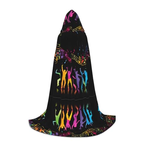 Tanzen mit Musik Kapuzenumhang für Jugendliche, Unisex Umhang Robe Kapuze Halloween Kostüm Satin Hexen Vampir Umhang Verkleidung Kinder von Tuehbsvo