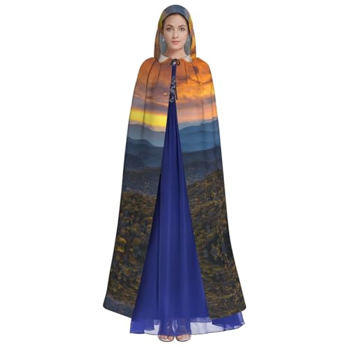 Tuehbsvo Blue Ridge Parkway Mountains Halloween-Kapuzenumhang Hexe Cosplay Zubehör Erwachsene/Kinder Kostüm für Maskerade, Halloween, Familienparty von Tuehbsvo