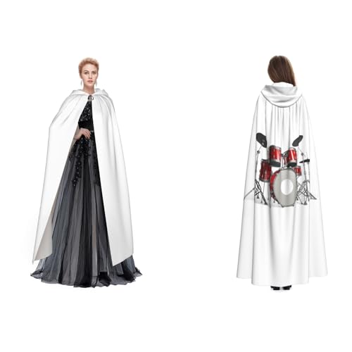 Tuehbsvo Cooles Schlagzeug-Set, Halloween-Kapuzenumhang, Hexe, Cosplay-Zubehör, Erwachsene/Kinder, Kostüm für Maskerade, Halloween, Familienfeier von Tuehbsvo