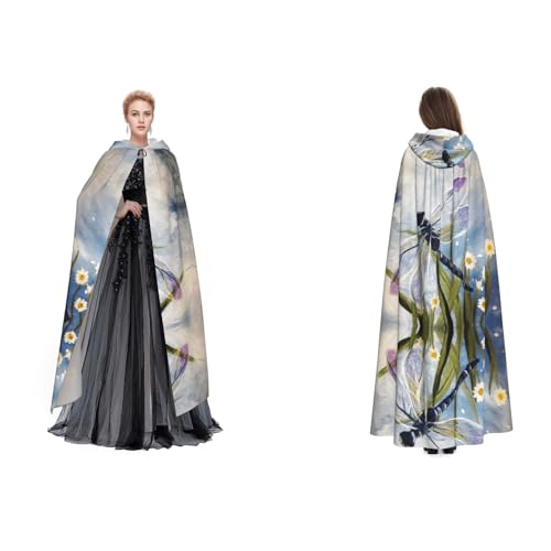 Tuehbsvo Dragonfly Painting Halloween Hooded Cape Witch Cosplay Accessories Adult/Kids Fancy Dress Costume For Maskerade, Halloween, Family Party von Tuehbsvo