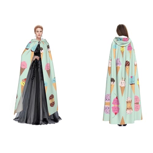 Tuehbsvo Eistüten Halloween Kapuzenumhang Hexe Cosplay Zubehör Erwachsene/Kinder Kostüm für Maskerade, Halloween, Familienfeier von Tuehbsvo