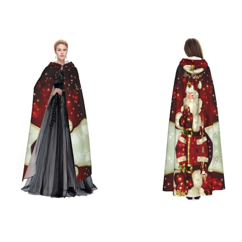 Tuehbsvo Frohe Weihnachten Weihnachtsmann Halloween Kapuzenumhang Hexe Cosplay Zubehör Erwachsene/Kinder Verkleidung Kostüm für Maskerade, Halloween, Familienparty von Tuehbsvo
