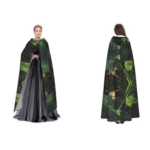 Tuehbsvo Frosch und Regen Halloween Kapuzenumhang Hexe Cosplay Zubehör Erwachsene/Kinder Kostüm für Maskerade, Halloween, Familienparty von Tuehbsvo
