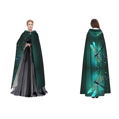 Tuehbsvo Galaxie-Tier-Libellen-Halloween-Umhang mit Kapuze, Hexe, Cosplay-Zubehör, Erwachsene/Kinder, Kostüm für Maskerade, Halloween, Familienfeier von Tuehbsvo