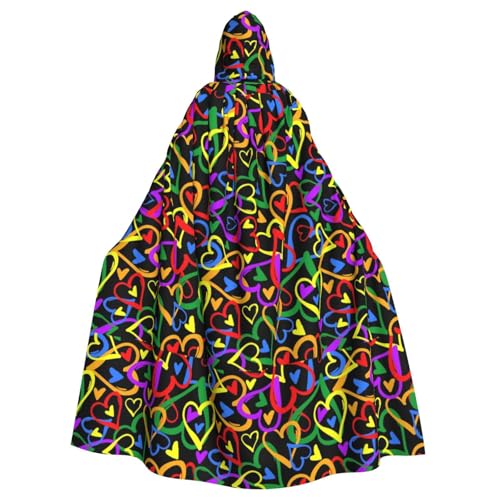Tuehbsvo Gay Pride Regenbogen-Halloween-Kapuzenumhang Hexe Cosplay-Zubehör Erwachsene/Kinder Kostüm für Maskerade, Halloween, Familienparty von Tuehbsvo