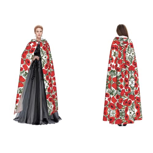 Tuehbsvo Halloween-Kapuzenumhang mit Blumenmuster, Hexe, Cosplay-Zubehör, Erwachsene/Kinder, Kostüm für Maskerade, Halloween, Familienfeier von Tuehbsvo