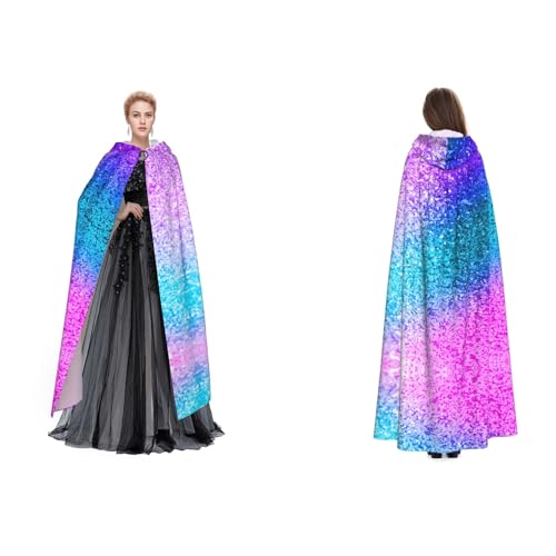 Tuehbsvo Halloween-Kapuzenumhang mit Glitzer-Pailletten, Hexe, Cosplay-Zubehör, Erwachsenen-/Kinder-Kostüm, für Maskerade, Halloween, Familienfeier von Tuehbsvo