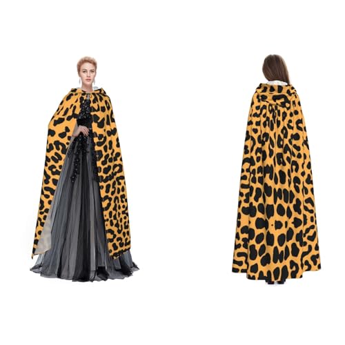 Tuehbsvo Halloween-Kapuzenumhang mit Leopardenmuster, Hexe, Cosplay-Zubehör, Erwachsene/Kinder, Kostüm für Maskerade, Halloween, Familienfeier von Tuehbsvo