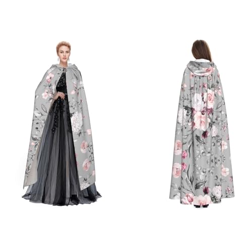 Tuehbsvo Halloween-Kapuzenumhang mit Pflanzenblumen, Hexe, Cosplay-Zubehör, Erwachsenen-/Kinder-Kostüm, für Maskerade, Halloween, Familienfeier von Tuehbsvo