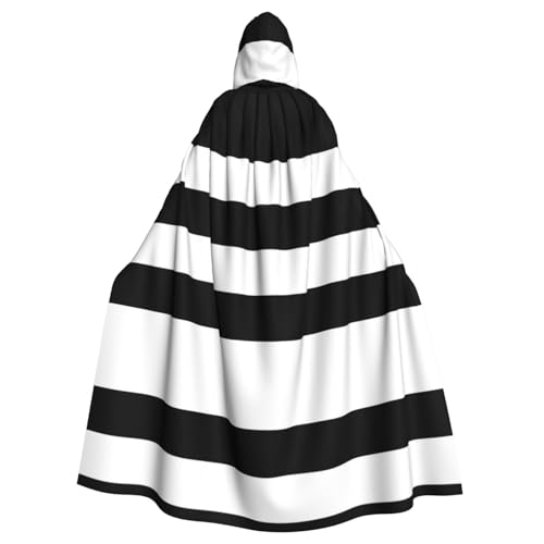 Tuehbsvo Halloween-Kapuzenumhang mit Streifen, schwarz-weiß, Hexe, Cosplay-Zubehör, Erwachsene/Kinder, Kostüm für Maskerade, Halloween, Familienfeier von Tuehbsvo