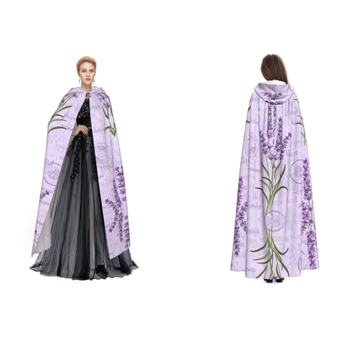 Tuehbsvo Lavendel-Stempel, Halloween-Kapuzenumhang, Hexe, Cosplay-Zubehör, Erwachsene/Kinder, Kostüm für Maskerade, Halloween, Familienfeier von Tuehbsvo