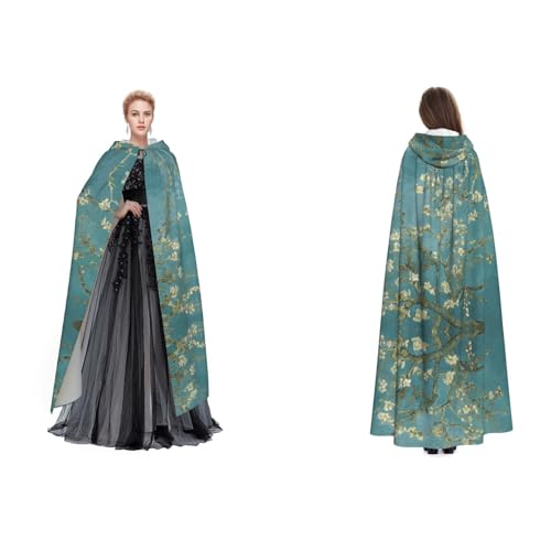 Tuehbsvo Mandelblüte Halloween Kapuzenumhang Hexe Cosplay Zubehör Erwachsene/Kinder Kostüm für Maskerade, Halloween, Familienparty von Tuehbsvo