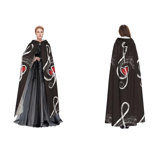 Tuehbsvo Musik-Symbole, Halloween, Kapuzenumhang, Hexe, Cosplay, Zubehör, Erwachsene/Kinder, Kostüm für Maskerade, Halloween, Familienfeier von Tuehbsvo