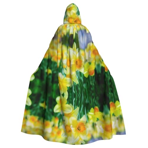 Tuehbsvo Narzissen-Blume, Halloween-Kapuzenumhang, Hexe, Cosplay-Zubehör, Erwachsene/Kinder, Kostüm für Maskerade, Halloween, Familienfeier von Tuehbsvo