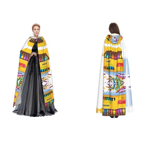 Tuehbsvo Niedliche Buntstifte, Halloween-Kapuzenumhang, Hexe, Cosplay-Zubehör, Erwachsene/Kinder, Kostüm für Maskerade, Halloween, Familienfeier von Tuehbsvo