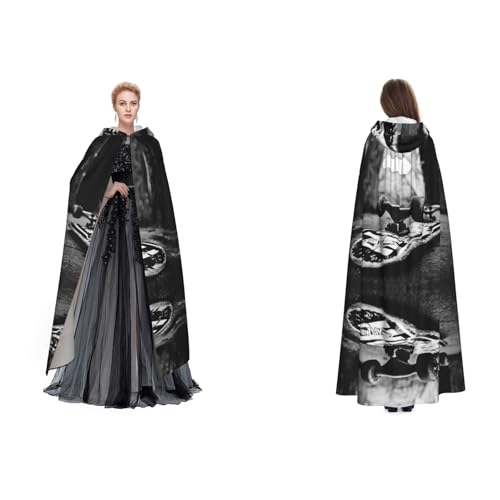Tuehbsvo Skate Boards Halloween Kapuzenumhang Hexe Cosplay Zubehör Erwachsene/Kinder Verkleidung Kostüm für Maskerade, Halloween, Familienparty von Tuehbsvo