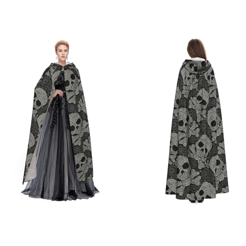 Tuehbsvo Totenkopf Halloween Kapuzenumhang Hexe Cosplay Zubehör Erwachsene/Kinder Kostüm für Maskerade, Halloween, Familienparty Tuehbsvo Totenkopf Halloween Kapuzenumhang Hexe Cosplay Zubehör Erwachsene/Kinder Kostüm für Maskerade, Halloween, Familienparty von Tuehbsvo