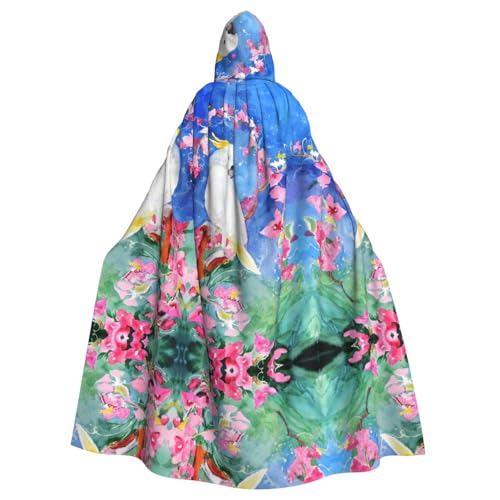 Tuehbsvo Wunderschöner Kakadu-Vogel-Blumen-Halloween-Kapuzenumhang Hexe Cosplay-Zubehör Erwachsene/Kinder Kostüm für Maskerade, Halloween, Familienfeier von Tuehbsvo