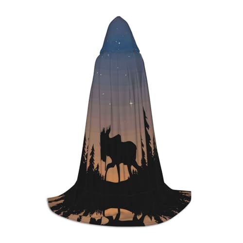 Umhang mit Kapuze für Jugendliche, Unisex, Motiv: Hirsch, Berg, Kiefer, Wildnis, Umhang mit Kapuze, Halloween-Kostüm, Satin, Hexen, Vampir, Umhang, Verkleidung für Kinder Umhang mit Kapuze für Jugendliche, Unisex, Motiv: Hirsch, Berg, Kiefer, Wildnis, Umhang mit Kapuze, Halloween-Kostüm, Satin, Hexen, Vampir, Umhang, Verkleidung für Kinder von Tuehbsvo