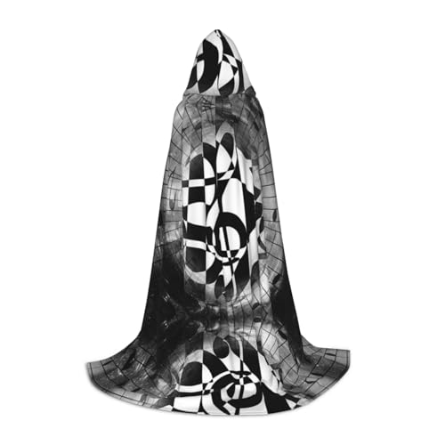 Umhang mit Musik und Notenschlüsseln, Kapuzenumhang für Teenager, Unisex, Umhang mit Kapuze, Halloween-Kostüm, Satin, Hexen, Vampir, Umhang für Kinder von Tuehbsvo