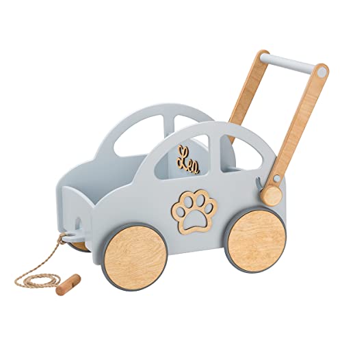 Lauflernwagen - Individuell mit Namen - Holz Lauflernwagen - Lauflernwagen Kinderwagen - Sicher Abgerundete Kanten - Ausdrucksstarke und Schöne Farbe (Grau) von TukuTuk