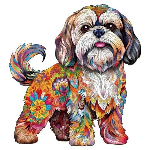 Holzpuzzle Erwachsene, Tulolvae Schöne Shihtzu Hund 100 Teile Tiere Holz Puzzle, Unregelmäßige Einzigartige Form Puzzleteile, Holzpuzzle Tierform, Wooden Puzzle Mit Geschenkbox Aus Holz, 8 * 8.4in von Tulolvae