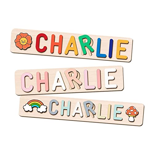 Personalisierte Name Puzzle für Kleinkinder, Tulolvae Name Holzpuzzle mit Namen und Tieren, Baby Puzzle ab 1 2 3 Jahren, Vorschule Pegged Puzzles für Jungen und Mädchen, Pädagogisches Spielzeug von Tulolvae