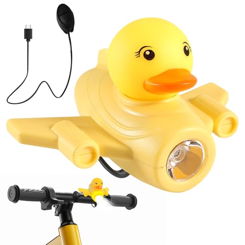 Kinder Scooter Licht USB Wiederaufladbar – LED Warnlicht mit 3 Modi & Hupe, Wasserdicht, Silikon Rucksacklicht für Kinderroller, Kinderwagen, Wandern oder Outdoor Sicherheit (Fliegende Ente) von Tulov