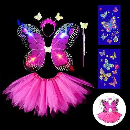 Tulov Rosa LED Feenflügel, Feenflügel Leuchtende, Feen Flügel Wings Kinder, LED Tutu, Im Dunkeln leuchtender Schmetterlings Aufkleber für Halloween, Kostümpartys, Mottopartys, Geburtstagsfeiern Tulov Rosa LED Feenflügel, Feenflügel Leuchtende, Feen Flügel Wings Kinder, LED Tutu, Im Dunkeln leuchtender Schmetterlings Aufkleber für Halloween, Kostümpartys, Mottopartys, Geburtstagsfeiern von Tulov