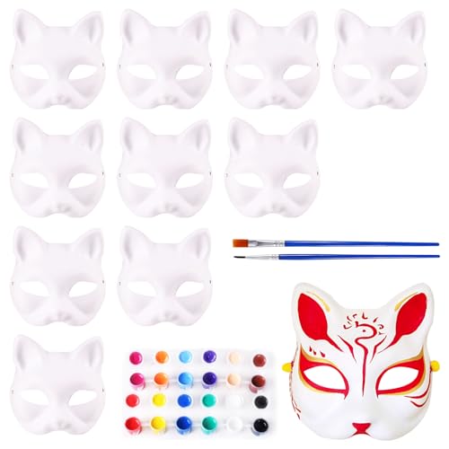 Tulov 10 Stück DIY Katzenmaske, Weiße DIY Masken Kinder, Katzenmasken zum Bemalen, Party Maske für Kostümpartys, Karneval, Rollenspiele, Halloween-Partys Tulov 10 Stück DIY Katzenmaske, Weiße DIY Masken Kinder, Katzenmasken zum Bemalen, Party Maske für Kostümpartys, Karneval, Rollenspiele, Halloween-Partys von Tulov