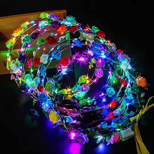 Tulov 10 Stück LED Blumenkranz Stirnband, Leuchtend Haarkranz, Girlanden Stirnband mit zehn Blumen und zehn LED-Lichtern, leuchtender Kopfschmuck für Partys, Festivals, Hochzeiten Tulov 10 Stück LED Blumenkranz Stirnband, Leuchtend Haarkranz, Girlanden Stirnband mit zehn Blumen und zehn LED-Lichtern, leuchtender Kopfschmuck für Partys, Festivals, Hochzeiten von Tulov