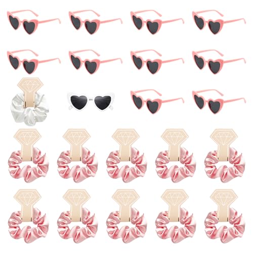 Tulov 22 Stück JGA Brille Team Braut Haargummi,JGA Accessoires Frauen,11 Herzförmige Brille + 11 Bride Haargummi,Bride Partybrille Set für Hochzeitsfeier Wedding Party (Rosa) Tulov 22 Stück JGA Brille Team Braut Haargummi,JGA Accessoires Frauen,11 Herzförmige Brille + 11 Bride Haargummi,Bride Partybrille Set für Hochzeitsfeier Wedding Party (Rosa) von Tulov