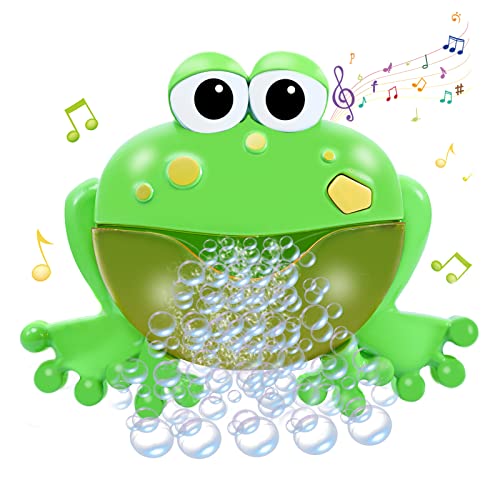 Tulov Baby Badewannenspielzeug, Badespielzeug Frosch Seifenblasenmaschine mit Musik, 3-Positionsschalter Badewannen Spielzeug für Badezimmer, Badewanne, Schwimmbad von Tulov