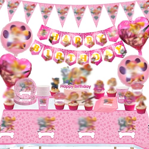 Rosa Partygeschirr Set, 95 Stück Paw Dog Patrol Geburtstag Deko, Geburtstag Geschirr Set, Kindergeburtstag Party Dekoration Becher Servietten Tischdecke Folienballons Set für Jungen Mädchen Kinder Rosa Partygeschirr Set, 95 Stück Paw Dog Patrol Geburtstag Deko, Geburtstag Geschirr Set, Kindergeburtstag Party Dekoration Becher Servietten Tischdecke Folienballons Set für Jungen Mädchen Kinder von Tulufanskrr