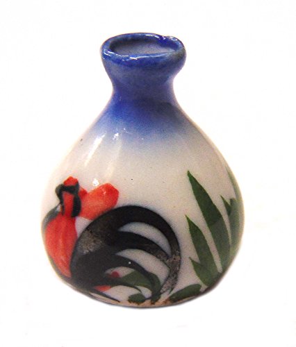 Tumdee Miniatures C9 Vase, Keramik, Hahnmuster, Weiß von Tumdee Miniatures