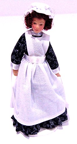Tumdee Miniatures Dolls House Miniatur-Porzellan, Schwarz und Weiß Maid auf einem Ständer von Tumdee Miniatures