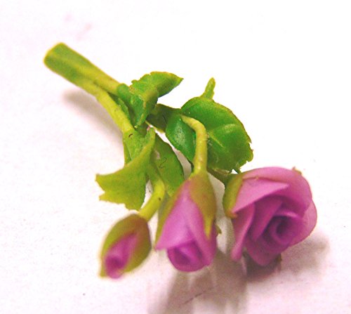 Tumdee Miniatures Miniatur-Blumenstrauß aus 3 mauvenfarbenen Rosen, Miniatur-Zubehör von Tumdee Miniatures