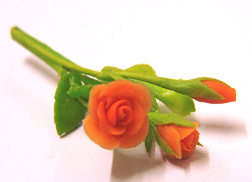 Tumdee Miniatures Miniatur-Strauß für Puppenhaus mit 3 orangefarbenen Rosen von Tumdee Miniatures