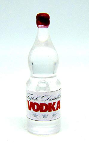 Tumdee Miniatures Miniaturflasche für Puppenhaus im Maßstab 1:12, Kunststoff, mit Wodka-Label von Tumdee Miniatures