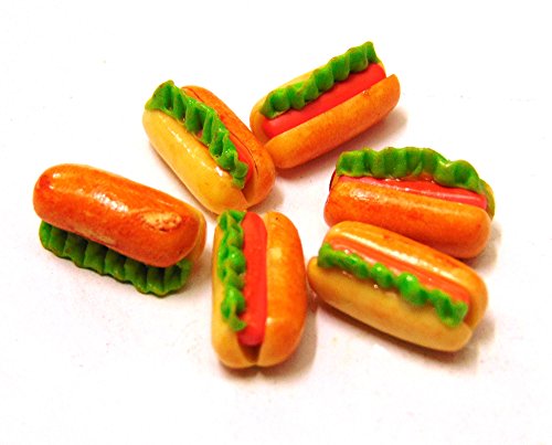 Tumdee Miniatures Puppenhaus Miniatur 6er Set große Hot Dogs Miniatur Zubehör von Tumdee Miniatures