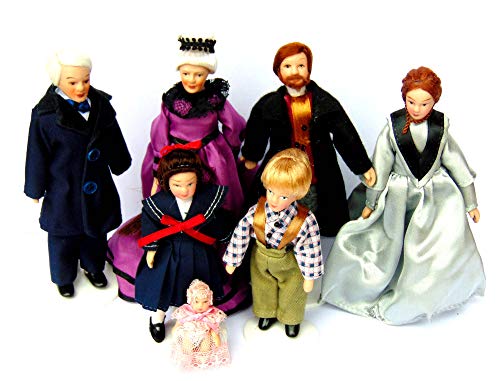 Tumdee Miniatures Puppenhaus Miniatur-Puppen-Set, viktorianische Familie, 7 Stück von Tumdee Miniatures