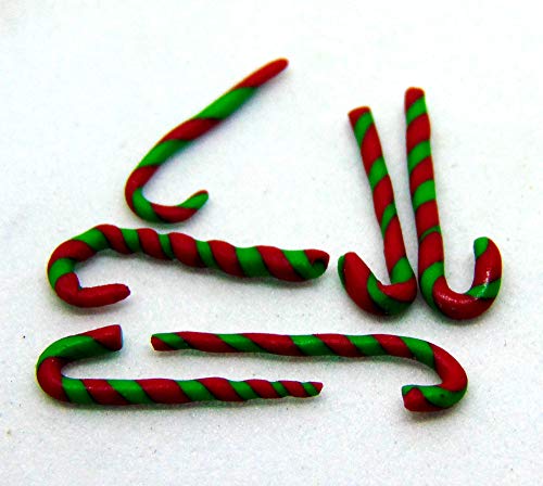 Tumdee Miniatures Puppenhaus Miniatur Set von 6 grünen und roten Zuckerstangen Weihnachten Miniatur Zubehör von Tumdee Miniatures