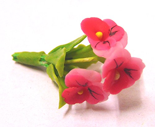 Tumdee Miniatures Puppenhaus Miniatur-Strauß mit 3 rosa Stiefmütterchen Blumen Miniaturzubehör von Tumdee Miniatures