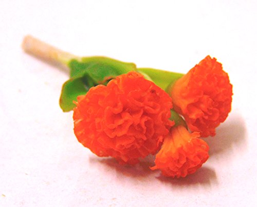 Tumdee Miniatures Puppenhaus Miniaturstrauß mit 3 orangefarbenen Nelken Blumen Miniaturzubehör von Tumdee Miniatures