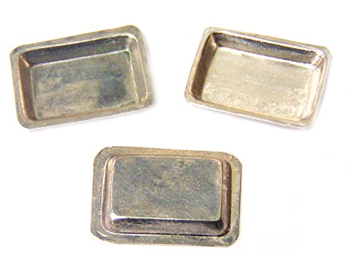 Tumdee Miniatures Set mit 3 kleinen länglichen Backblech, Metall, Puppenhaus-Zubehör von Tumdee Miniatures
