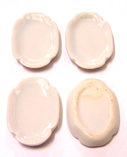 Tumdee Miniatures Set mit 4 weißen Keramiktellern für Puppenhauszubehör W6 von Tumdee Miniatures